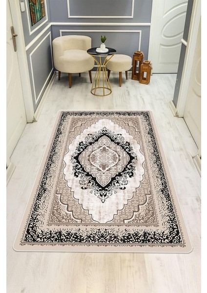 Klasik Desen Dijital Baskı Kaymaz Taban Halı H1101