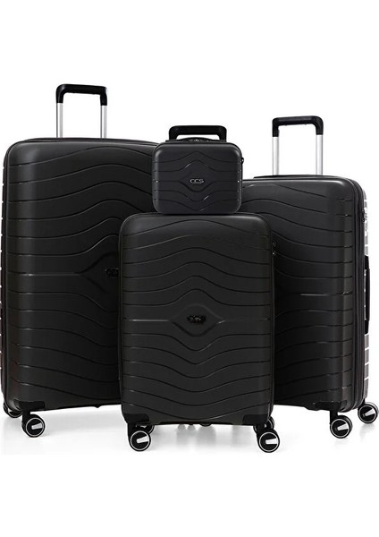 Ultra Hafif Polipropilen Körüklü Ekstra Hacim 4 Lü Valiz Seti + Makyaj Çantası