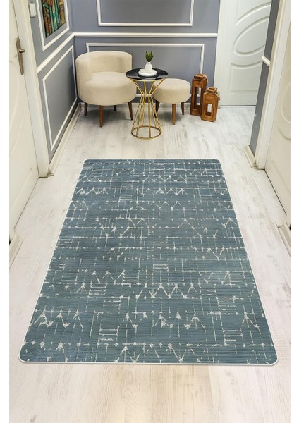 Etnik Desenli Süngerli Kaymaz Dot Taban Dijital Baskı Halı H1070