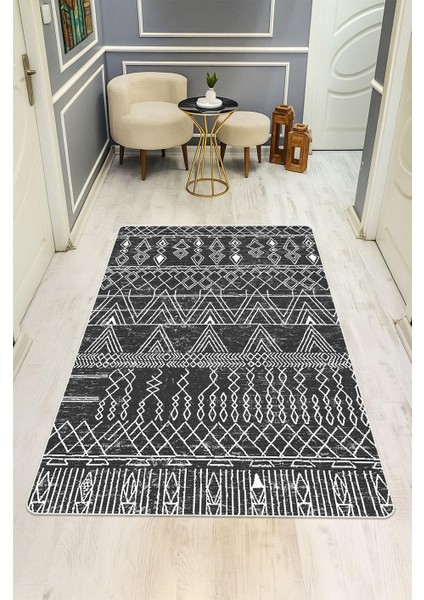 Parlak Parlak Kadife Kumaş Dijital Baskı Etnik Desenli Dot Kaymaz Tabanlı Halı Kumaş Dijital Baskı Dot Kaymaz Tabanlı Mutfak Halısı H0006