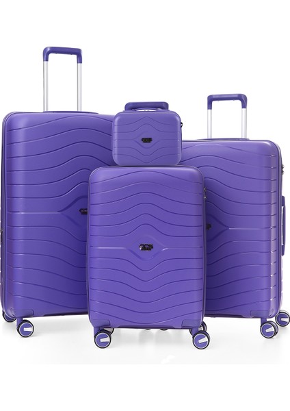 Ultra Hafif Polipropilen Körüklü Ekstra Hacim 4 Lü Valiz Seti + Makyaj Çantası