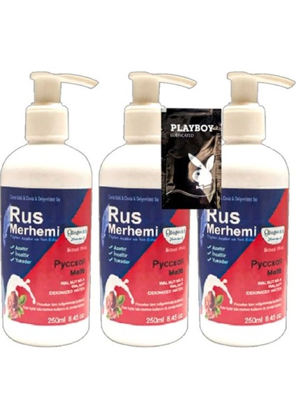 Playboy Tüy Dökücü Krem 3 Tane 250 ml Ceviz Sütlü & Cevizli Rus Merhemi + Yanında Jel