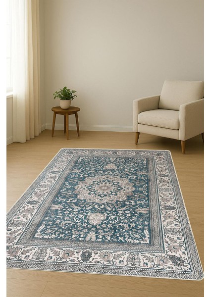 Parlak Kadife Kumaş Dijital Baskı Klasik Desenli Dot Kaymaz Tabanlı Halı H0823