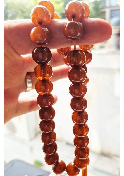 11X13MM Usta Mühürlü Bol Hareli Sıkma Kehribar Tesbih fiyatları