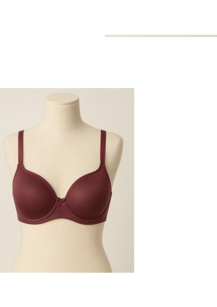 Şık Zarif Saten Bordo Sütyen 85 Beden