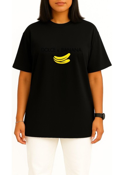 Oversize Dolce Banana Göğüs Baskılı Unisex T-Shirt fiyatları
