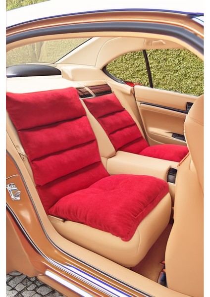 Nefes Alabilen Kırmızı Araba Koltuk Sırt ve Bel Destek Minderleri