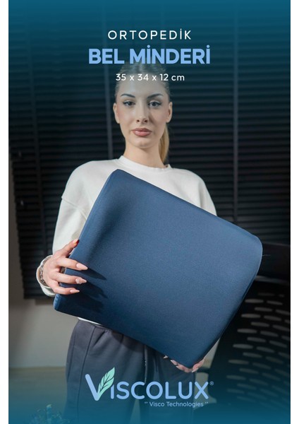 Rahatlatıcı Ortopedik Bel Destek Yastığı Mavi 35X34X12
