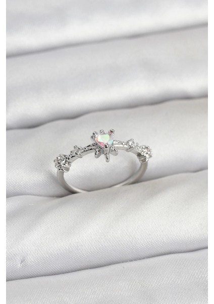 Gümüş Renk Pirinç Yıldız Model Kadın Yüzük