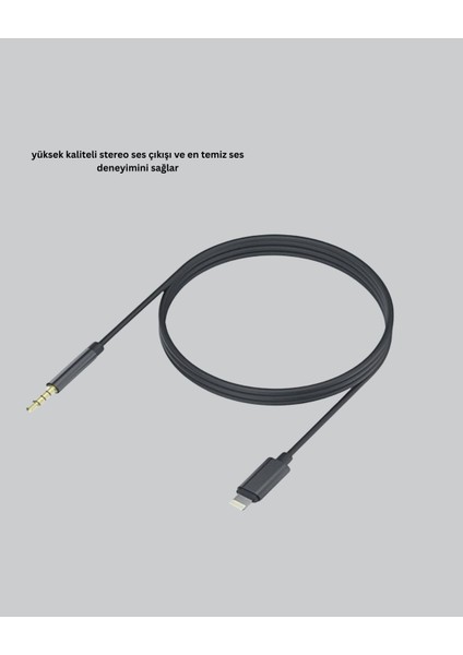 Lightning To 3.5mm Aux Ses Dönüştürücü Kablo 1 Metre Stereo Uyumlu indirimleri