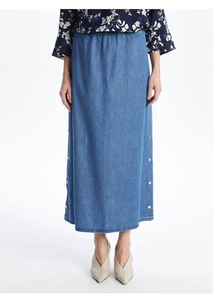 Yeni Sezon Beli Lastikli Rahat Kalıp Kadın Jean Etek fırsatları