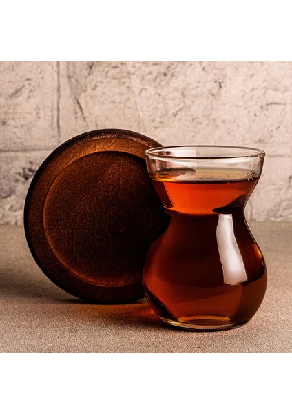Lace - 12 Parça Cam Çay Seti Cam Çay Bardağı Ahşap Altlıklı Cam 6'lı Çay Takımı fiyatları