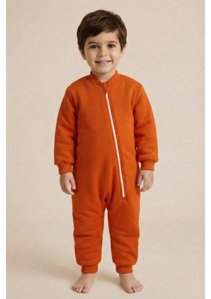 Unisex Çocuk Elyaf Dolgulu Uyku Tulumu - Kiremit