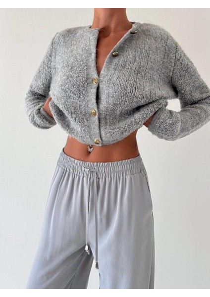 Gri Havlu Dokulu Kalın Kadın Hırka fiyatları