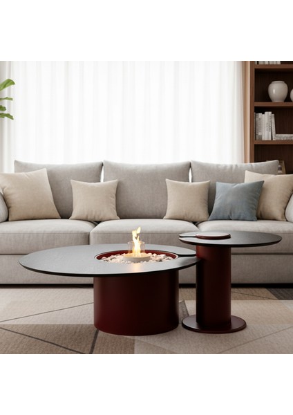 Monza Şömineli Ikili Orta Sehpa Seti
