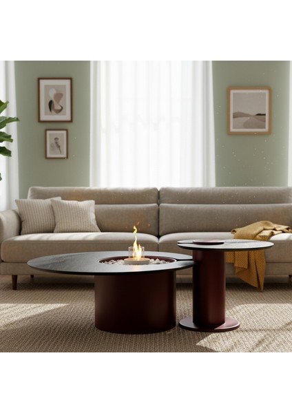 Monza Şömineli Ikili Orta Sehpa Seti