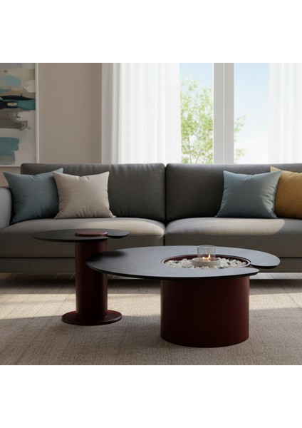 Monza Şömineli Ikili Orta Sehpa Seti