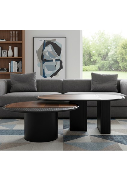 Asus Ikili Orta Sehpa Seti Ceviz