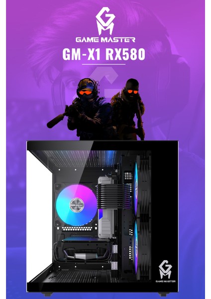 Gm-X1 Intel I3-12100F 16GB Ram 512GB M.2 RX580 8gb 256 Bit Ekran Kartlı Rgb Mini Akvaryum Siyah Gaming Kasa fiyatları