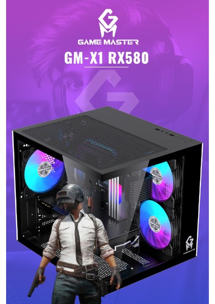 Gm-X1 Intel I3-12100F 16GB Ram 512GB M.2 RX580 8gb 256 Bit Ekran Kartlı Rgb Mini Akvaryum Siyah Gaming Kasa fırsatları