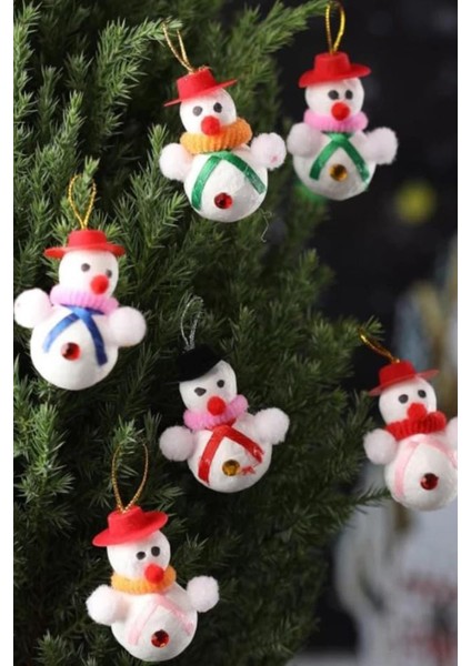 Yılbaşı Ağaç Süsleme Seti Kardan Adam 6 Adet Ağaç Süsü