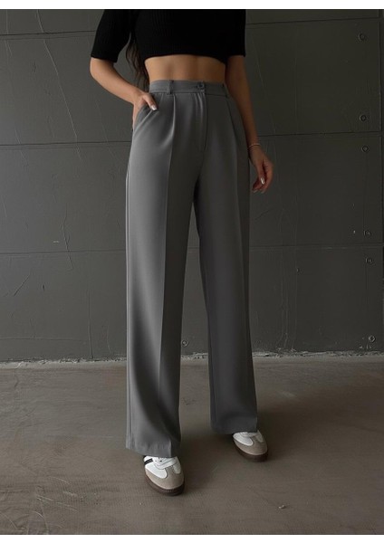 Kadın Palazzo Kalıp Pileli Yüksek Bel Ithal Kumaş Doubleface Yüksek Kaliteli Ürün Çekme Solma Yapmaz modelleri