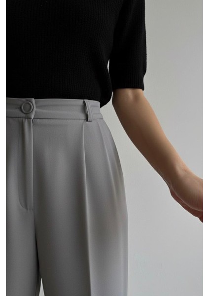 Kadın Palazzo Kalıp Pileli Yüksek Bel Ithal Kumaş Doubleface Yüksek Kaliteli Ürün Çekme Solma Yapmaz fırsatları