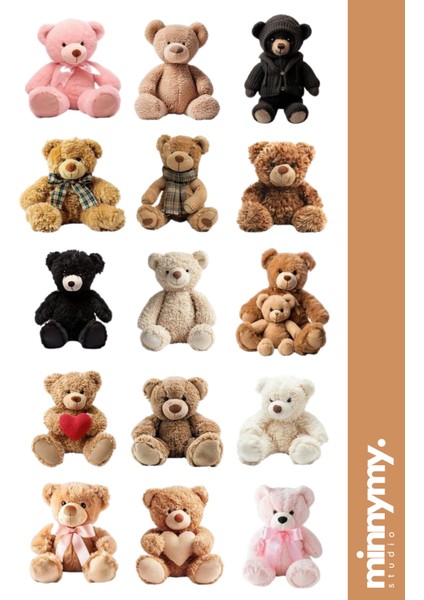 Teddy Bear Collection Sticker, Çıkartma, Ajanda, Günlük, Planlayıcı, Bullet Journal , Scrapbook
