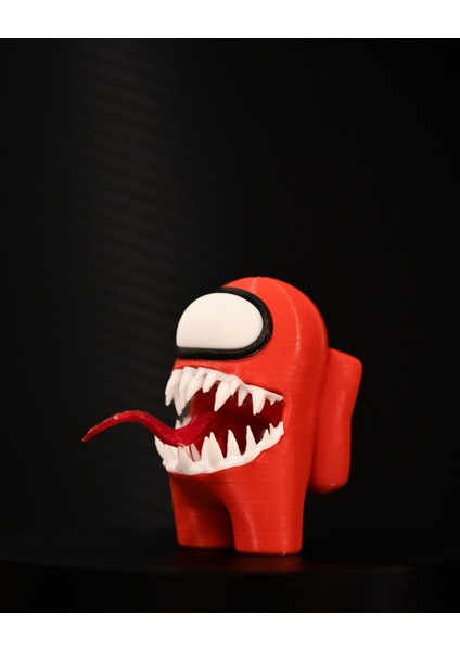 3D Among Us Impostor Figürü – Koleksiyonluk Özel Tasarım, Dişli Kırmızı Karakter 6cm