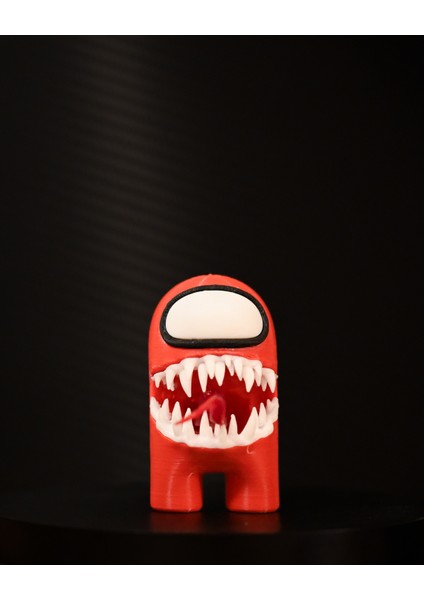 3D Among Us Impostor Figürü – Koleksiyonluk Özel Tasarım, Dişli Kırmızı Karakter 6cm modelleri