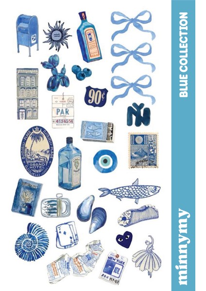 4'lü Blue Mavi Sticker, Çıkartma, Ajanda, Günlük, Planlayıcı, Bullet Journal , Scrapbook fırsatları