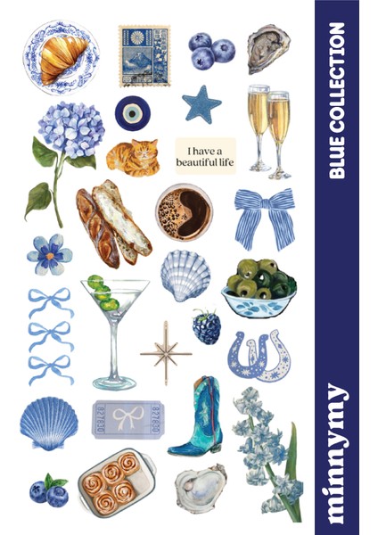 4'lü Blue Mavi Sticker, Çıkartma, Ajanda, Günlük, Planlayıcı, Bullet Journal , Scrapbook indirimleri