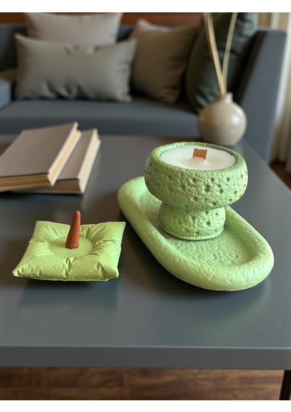 Design El Yapımı Beton Tepsi & Mum Seti – Modern Dekor Ürünü, Hediye Tütsü ve Tütsü Minderi Dahil fırsatları