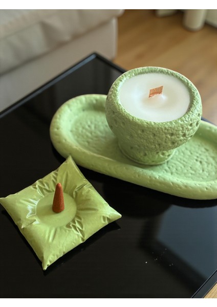 Design El Yapımı Beton Tepsi & Mum Seti – Modern Dekor Ürünü, Hediye Tütsü ve Tütsü Minderi Dahil indirimleri