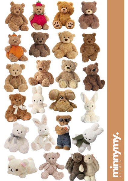 Teddy Bear Collection Sticker, Çıkartma, Ajanda, Günlük, Planlayıcı, Bullet Journal , Scrapbook