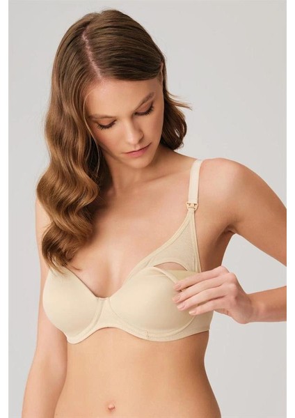 Özel Tasarım Balensız Lohusa Önden Açılan Yumuşak Süngerlı Ten Emzırme Sütyenı