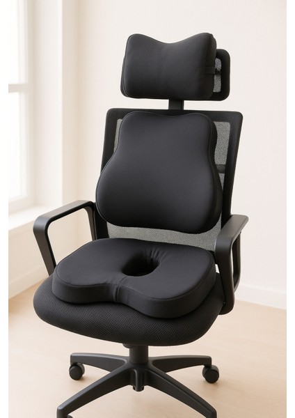 Ergonomik Ofis Minderi Seti, Bel, Boyun ve Oturma Desteği 3'lü fiyatları