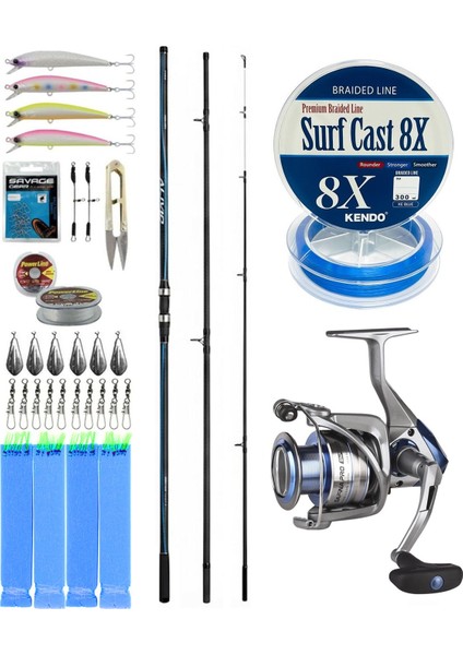 Yekoutdoor Profesyonel Olta Seti Shimano Kamış Alivio Surf T 425 Bx-G 4,25M 225G 3pc&okuma Safina Pro 8000 Olta Makinesi