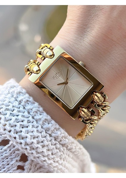 Çelik Kasa & Kordon Kararma ve Renk Atma Yapmaz Kadın Kol Saati+Bileklik JG04244.3