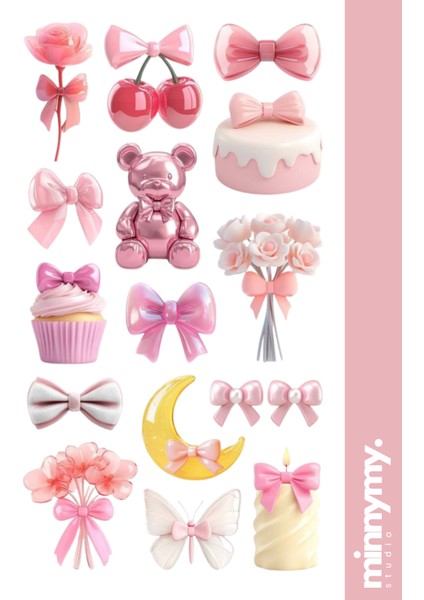 3'lü Pink Collection Sticker, Çıkartma, Ajanda, Günlük, Planlayıcı, Bullet Journal ,scrapbook fırsatları