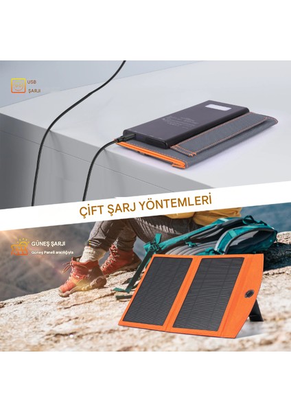 10W Katlanabilir Güneş Enerjili Powerbank – Hızlı Şarj, 10.000 Mah, Kamp ve Seyahat Için Ideal