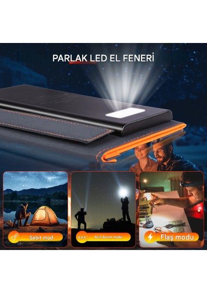 10W Katlanabilir Güneş Enerjili Powerbank – Hızlı Şarj, 10.000 Mah, Kamp ve Seyahat Için Ideal