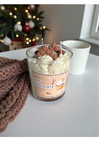 Kremalı Sıcak Çikolata Soya Mum – Çikolata Kahve Kokulu El Yapımı