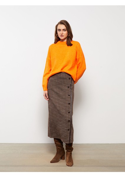 Yeni Sezon Desenli Düğme Detaylı Kadın Etek