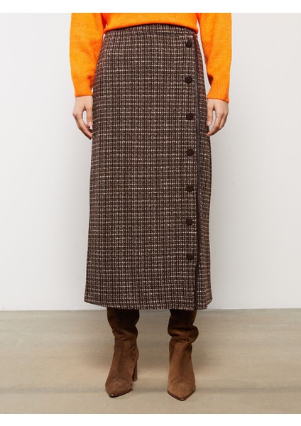 Yeni Sezon Desenli Düğme Detaylı Kadın Etek modelleri