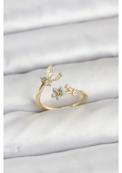 Pirinç Gold Renk Kelebek Model Kadın Yüzük