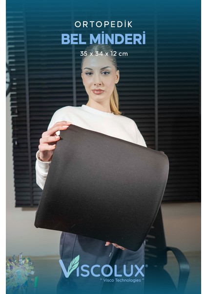 Visco Bel Destekli Ortopedik Yastık, Siyah, 35X34X12, Ev ve Ofis Konforu