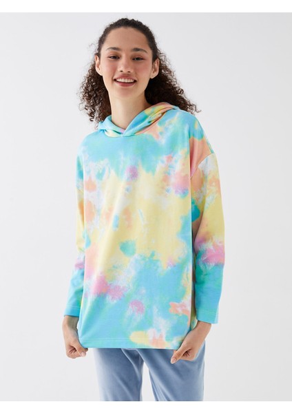 Yeni Sezon Kapüşonlu Desenli Uzun Kollu Oversize Kadın Pijama Üstü fiyatları