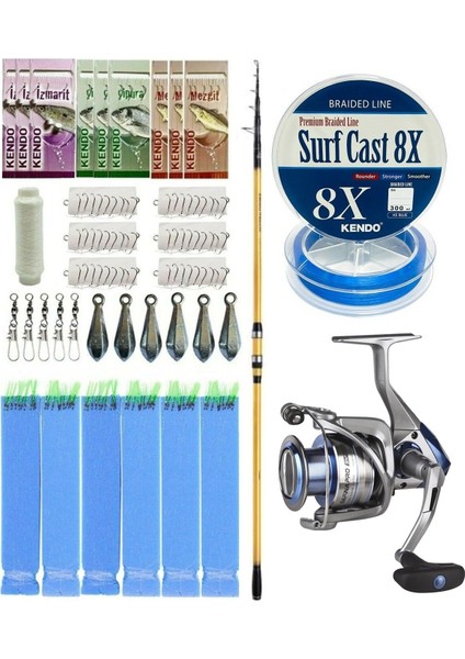 Yekoutdoor Okuma Surf Kamışı Olta Seti Shimano Kamış Beastmaster Fx Surf Tele 4,25M 200G 6pc&okuma Safina Pro 8000 Olta Makinesi