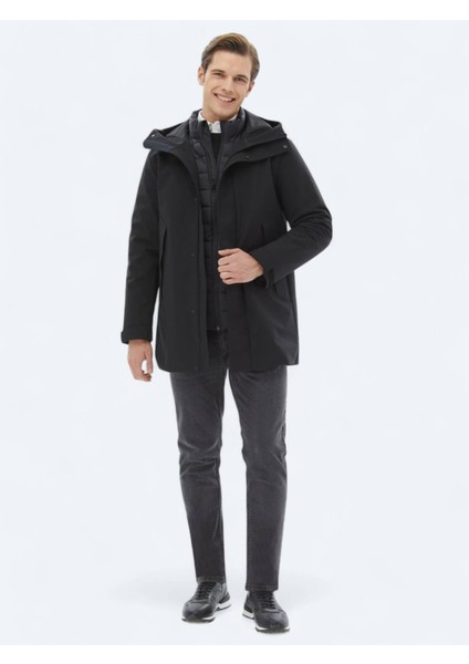 Siyah Regular Fit Kelebek Yaka Casual Dokuma Kaban